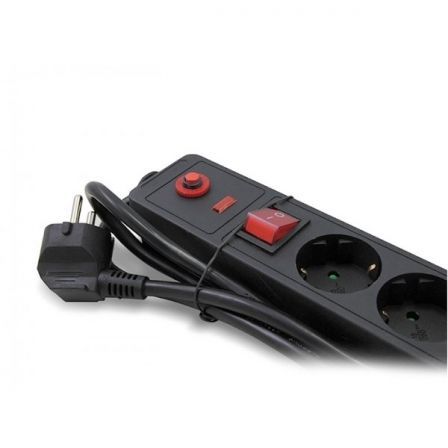3Go REGP6 Regleta con 6 Tomas de Corriente y Cable de 1,5m, Negra